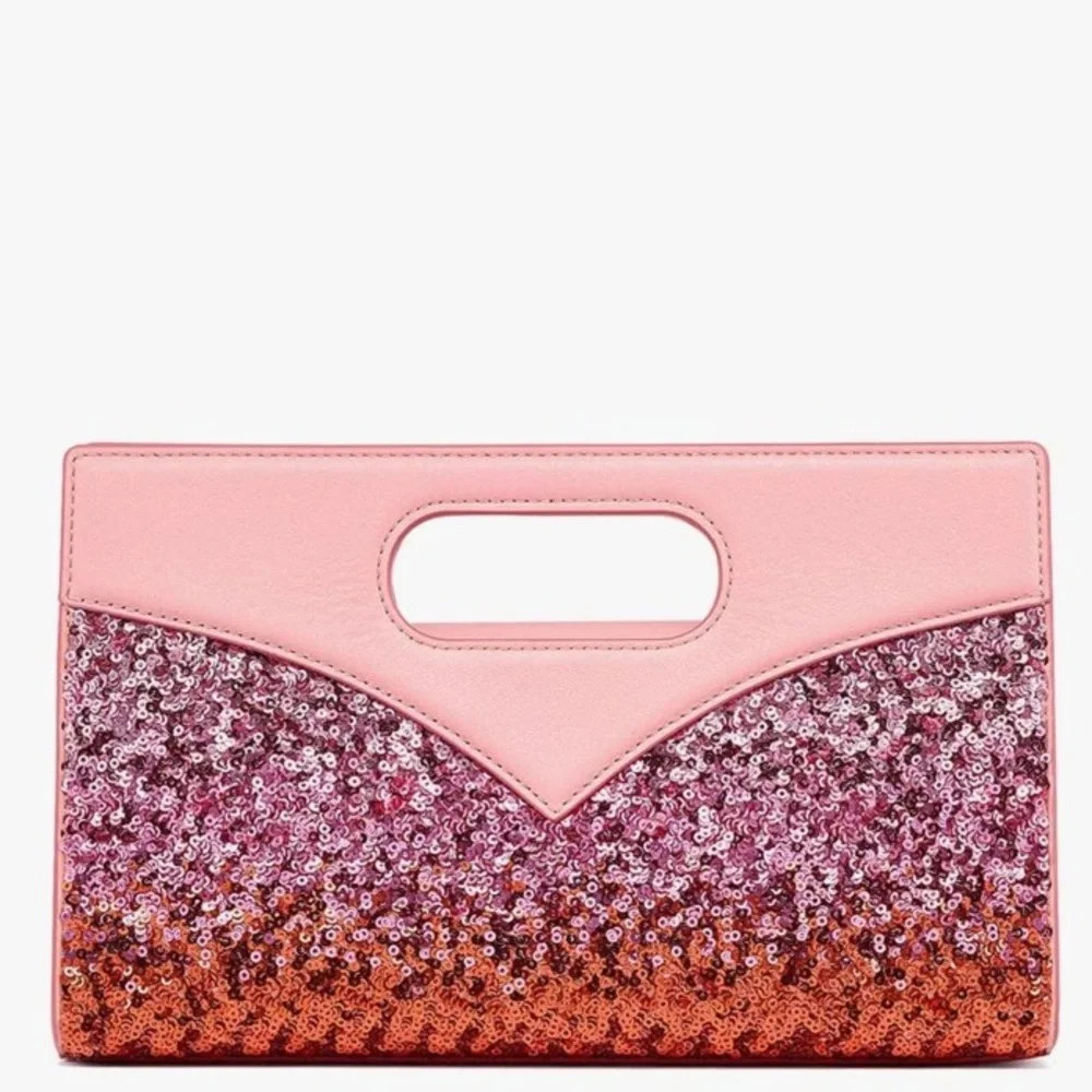 MCM Diamond Tote In Sequin Lamb Leather Pink NWT - Picture 5 of 13